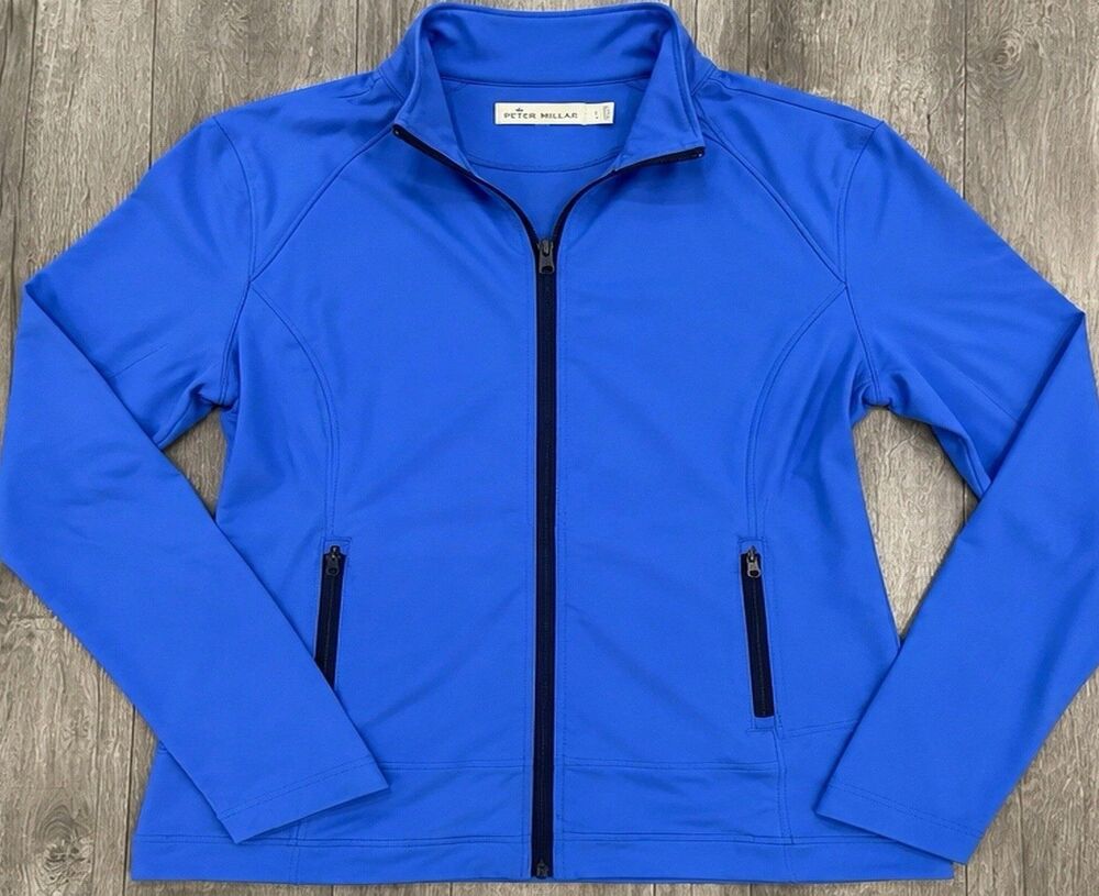 Peter Millar Women's L Blue Full Zip Performance Full Zip Golf Jacket Stretch